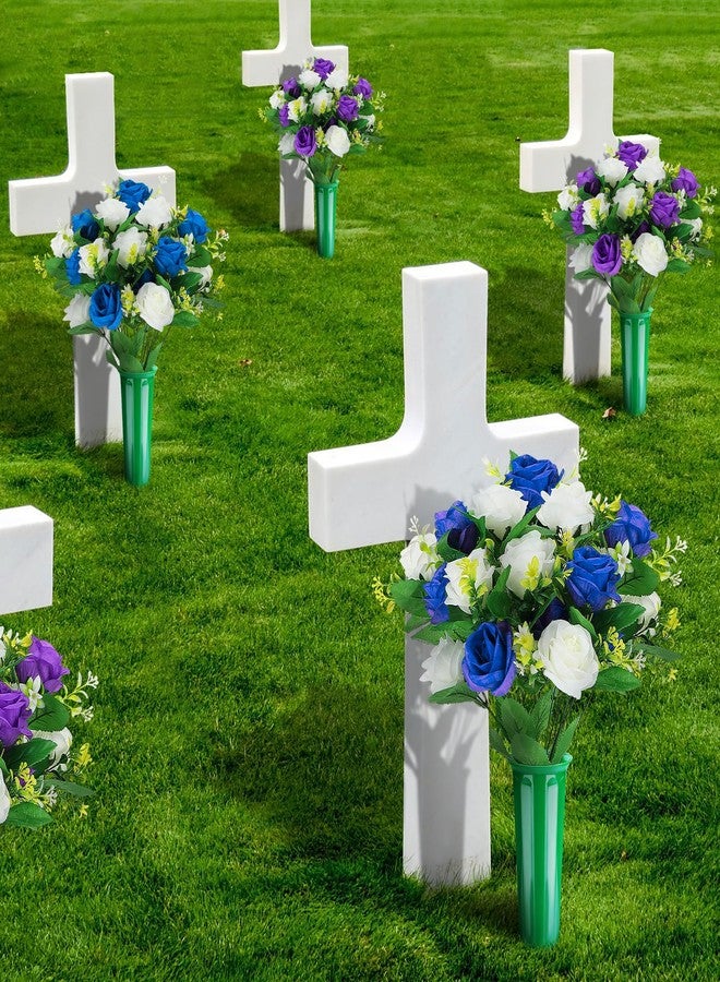 Acostop 8 Pcs Cemetery Vases for Grave - Plastic Flower Holders with Spikes, Cone Vase for Memorial Day Grave Accessories Cemetery Decorations (Green) - Image 5
